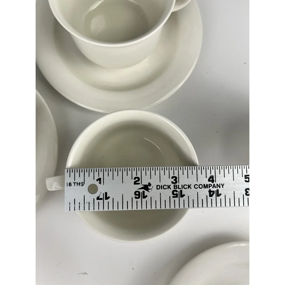 Arabia Finland Arctica White Cup & Saucer SET OF 4 MCM Minimalist